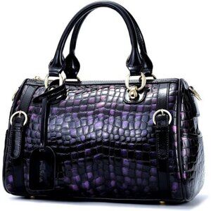 ⚡Women Purple Genuine Leather Tote Handbag Clutch Purse Crossbody Bag